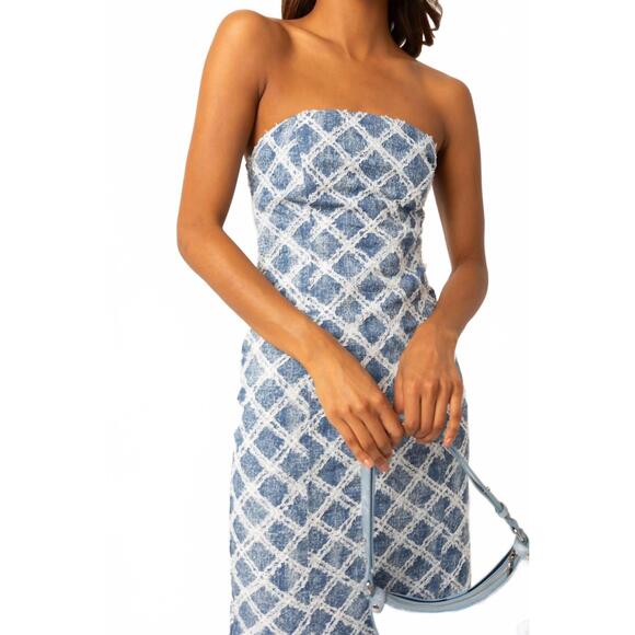 NEW AMYLYNN bronte denim bandeau dress in blue - Picture 5 of 5